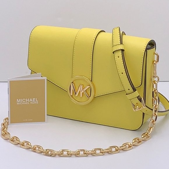 Michael Kors Carmen Medium Convertible Shoulder Bag Crossbody SUNSHINE Leather - Picture 5 of 16